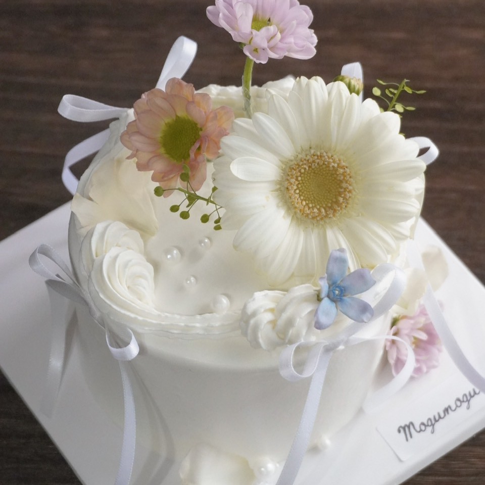 極簡高雅緞帶蛋糕(鮮花款)